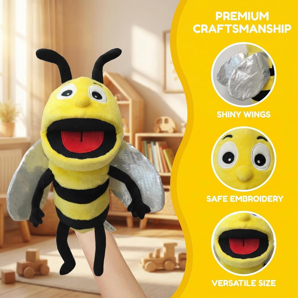 Marine Animals Hand Puppets for Kids, Toddler Includes Sharks - Bees / Insects - image 3