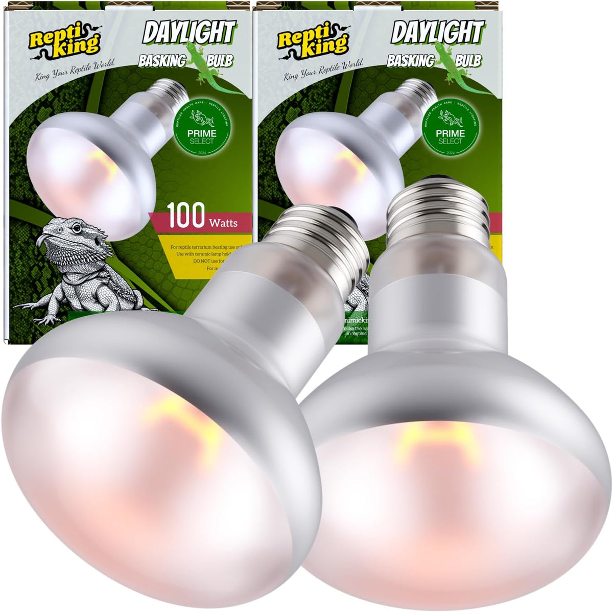 Reptile Heat Bulb Lamp, 2-Pack 100W Daylight Basking Spot, Bearded Dragon/Turtle/Lzard/Gecko Light - 2-PACK Daylight Basking Spot / 100W