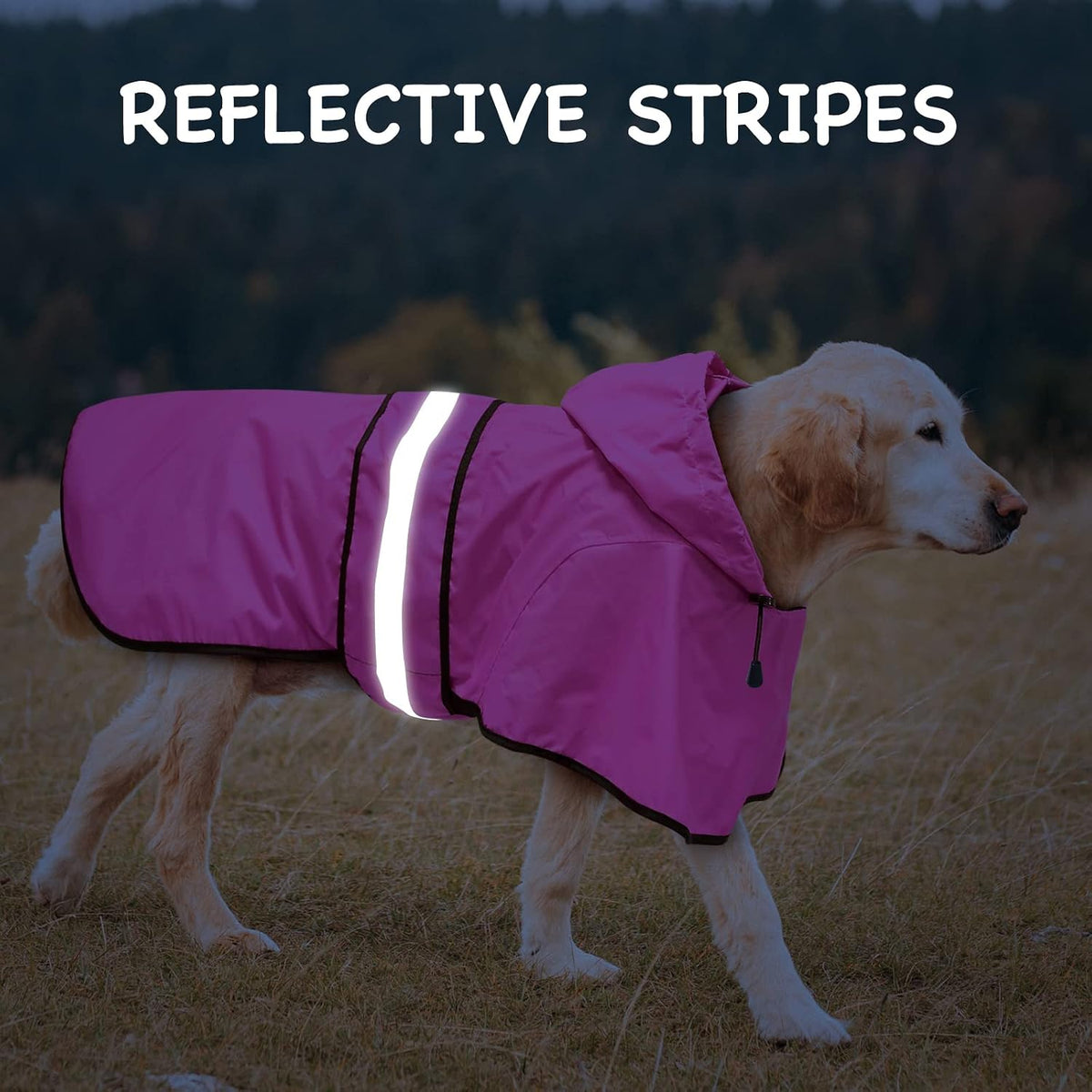 Waterproof Dog Raincoat - Reflective Dog Rain Jacket with Hood Lightweight Pet Rain Coat for Dogs - Pink / XX-Large - image 4