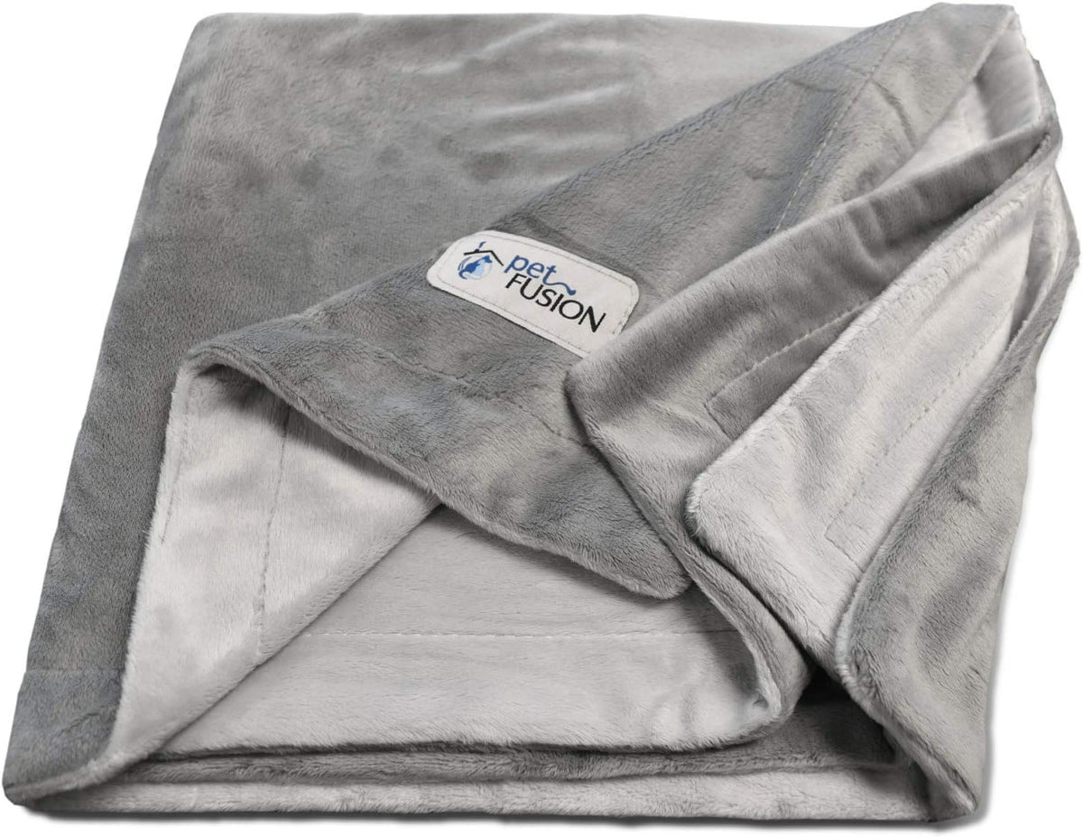 PetFusion Premium Dog and Cat Blanket, Grey or Brown – Essentials for Dogs - Plush / Small (31 x 27") / Grey