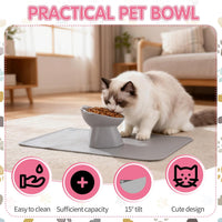 3 Pcs Raised Cat Bowl 15° Elevated Cat Food Bowl Tilted Cats Bowls - Pink, Grey, White - image 4