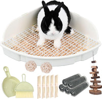 RUBYHOME Rabbit Litter Box Large Bunny Guinea Pig Corner Litter Box Potty Trainer Bigger Pet Pan Hamster Bedding Cage Litter Fanshaped for Adult Guinea Pigs Chinchilla Ferret, 20 in x 13.2 in x 6 in