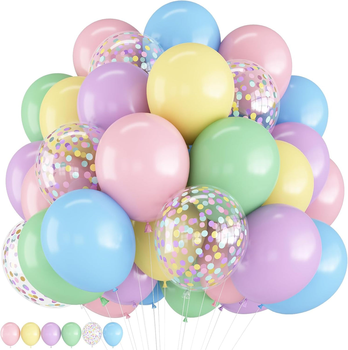 Pastel Balloons Whimsical Christmas Rainbow Colorful Birthday Balloon – Fun for Kids & Family - Pastel Yellow Pink