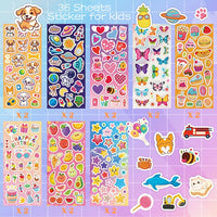 KARSLORA cute stickers for kids, 36 sheets of animal, fruit and dinosaur vinyl stickers - view 8