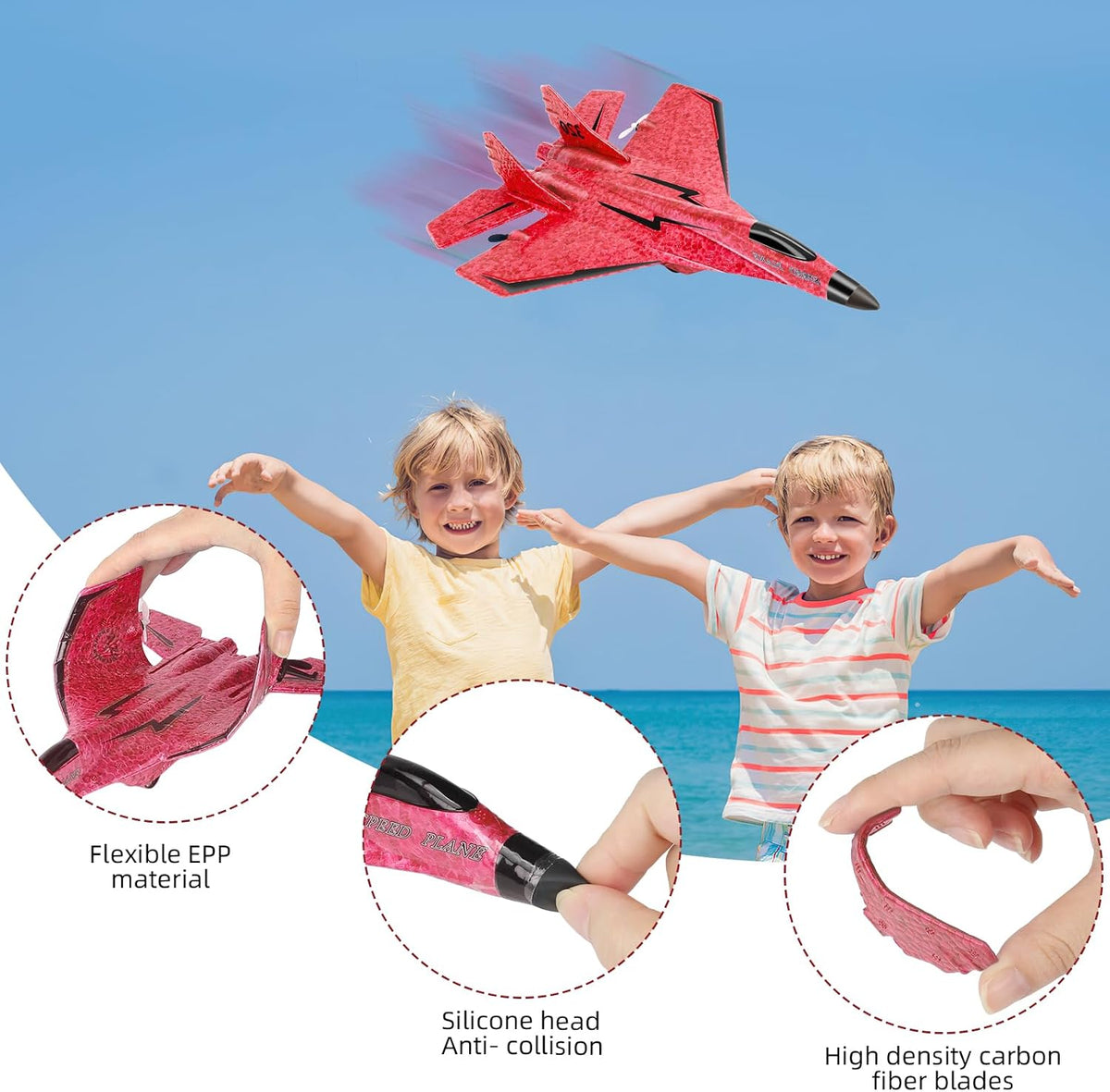Kimmol RC plane remote control airplane toy, Su-35 model in EPP foam with LED lights - view 5