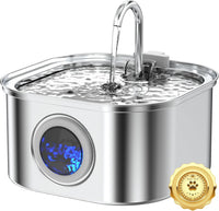 Stainless Steel Cat Water Fountain - 3.2L Fountain+1 Filter + 1 Sponge