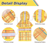 Dog Raincoat Hooded Slicker Poncho with Leash Hole - M:15-20lbs / Plaid Yellow - image 2
