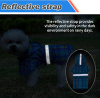 Dog Raincoat Hooded Slicker Poncho with Leash Hole - S:10-15lbs / Plaid Blue - image 4