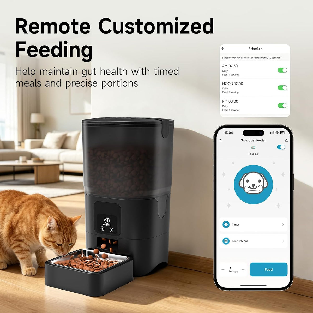 PAPIFEED Automatic Cat Feeder with App, WiFi Auto Cat Feeder - Black / 5G WIFI - image 2
