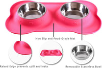 Hubulk Pet Dog Bowls 2 Stainless Steel Dog Bowl with No Spill - Pink / Small - image 3