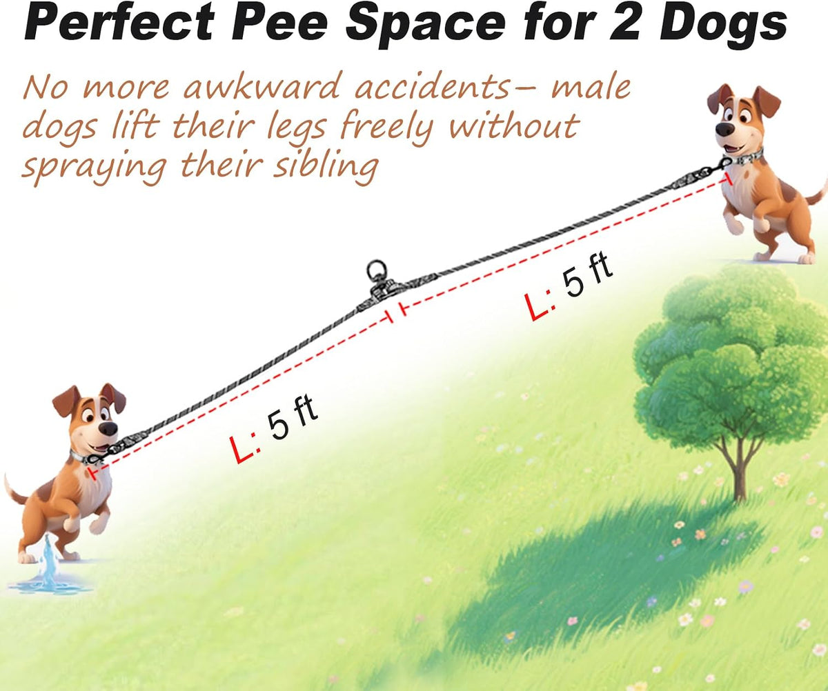 5 FT Double Dog Leash Coupler Extension Rope for Two Dogs Walking – Essentials for Dogs - 3/8"D x 5ft / Blue - image 3