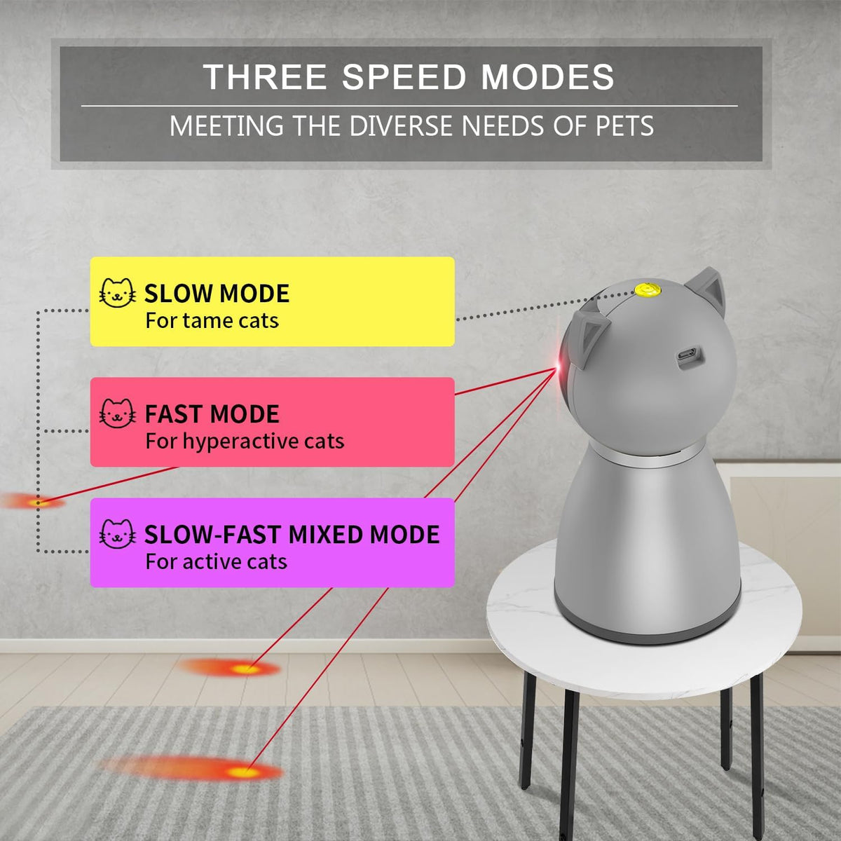 Automatic Laser Cat Toy – Motion-Activated Rechargeable Interactive Cat Toy with Random Laser Patterns