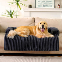 FUNNY FUZZY Pet Couch Cover for Sofa, Calming Dog Bed for Couch, Fluffy Plush Dog Couch Mat for Furniture Protector for Large Medium Small Pets, 47×37 in, Dark Grey