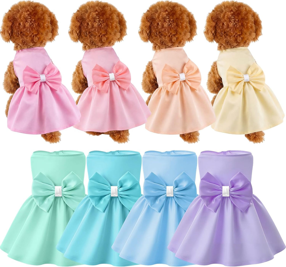 8 Pieces Dog Dresses for Small Dogs Medium Puppy Clothes Girl Dog - Minimalist / Large