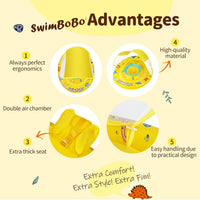 Swimbobo baby pool float with sun canopy and safety seat, Yellow Dinosaur design - view 12