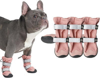Spark Paws Dog Shoes, Waterproof Dog Boots for Medium to Large Dogs, Non Slip, Breathable Dog Booties and Paw Protectors - 4PCS Doggie Hiking Boots with Reflective Straps - Pink, Size 1