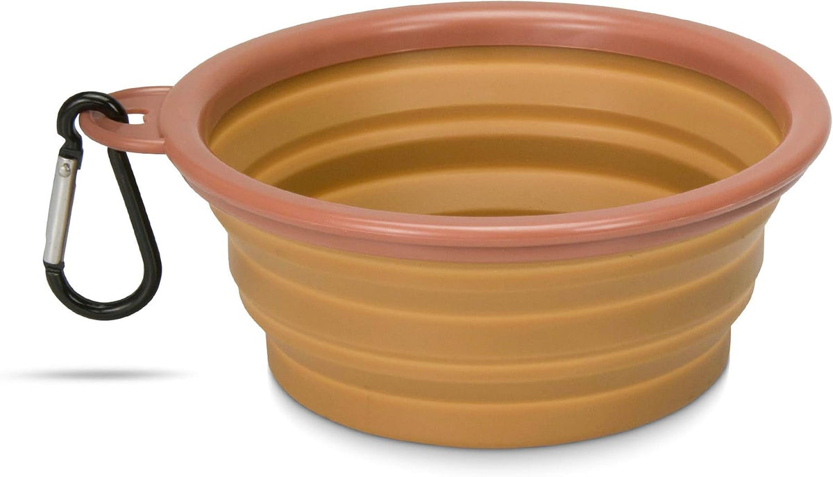 Portable Collapsible Dog Bowl for Water or Food Great Pet Travel Bowl - Brown / Large 36oz
