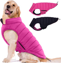 Lelepet Reversible Dog Coat Windproof Dog Jacket Lightweight Puffer - Extra Large / Rose Red