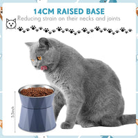 Lallisa 2 Pcs Elevated Cat Bowls, Adjustable Raised Feeder - Blue - image 3