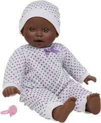 New York Doll Collection 11 inch soft body baby doll in polka dot onesie with pacifier and blanket - view 3