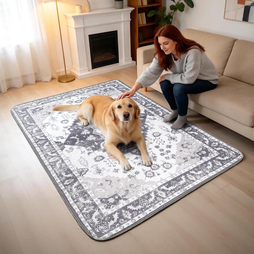 Washable Pee Pads for Dogs, Non-Slip Potty Pads - Grey Medallion / 40"x26" (Pack of 2) - image 2