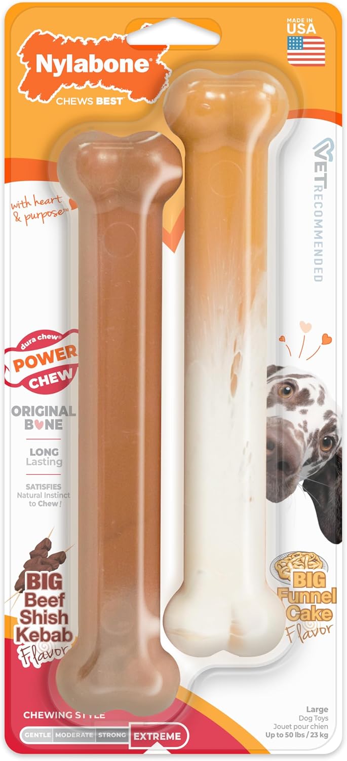 Nylabone Power Chew Basted Blast Dog Chew Toy - Shish Kabob / Large
