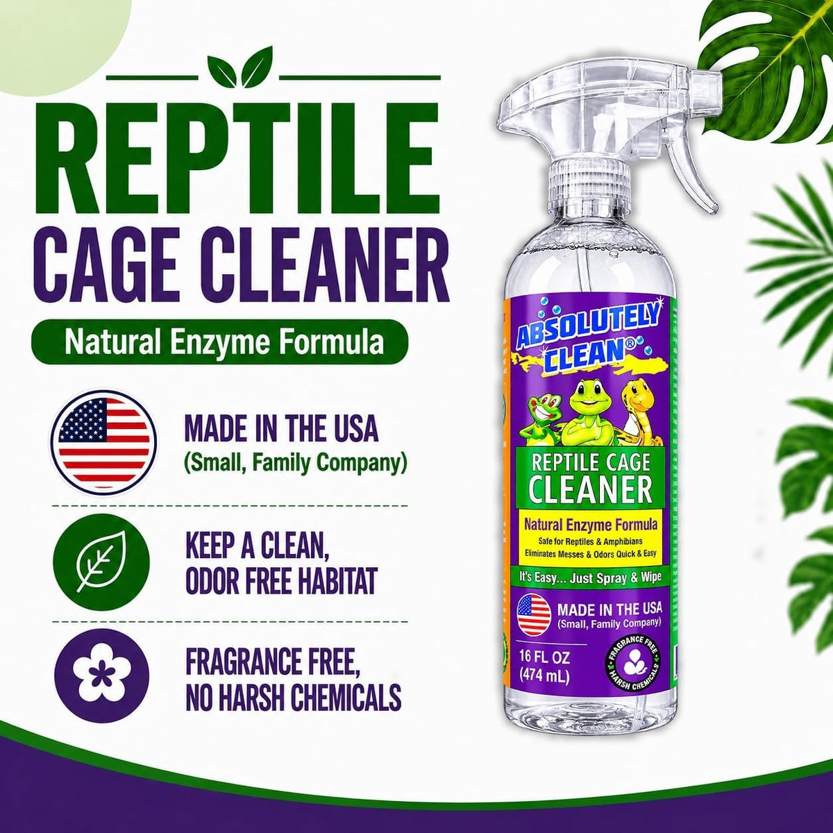 Absolutely Clean Amazing Reptile & Amphibian Terrarium Cleaner - 16 Fl Oz (Pack of 2) - image 4