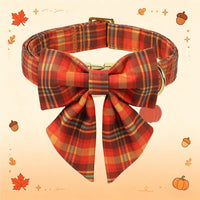 DOGWONG Fall Pumpkin Orange Plaid Dog Collar - C: Fall Plaid / S - image 2
