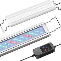 HITOP 12-18in Full Spectrum LED Aquarium Light with Timer, Auto 24/7 Lighting Cycle& 10-Level Brightness Adjustment, Fish Tank Light for Plant Growth, with Extendable Brackets