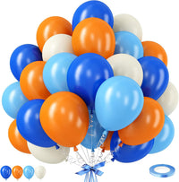 Blue Silver Balloon 12Inch Dark Metallic Blue Silver Confetti Latex - Blue and Orange