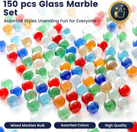 FUTUREPLUSX 75PCS Blue Marbles Bulk, for Kids Marble Run Games - Transparent multicolor marbles - image 2