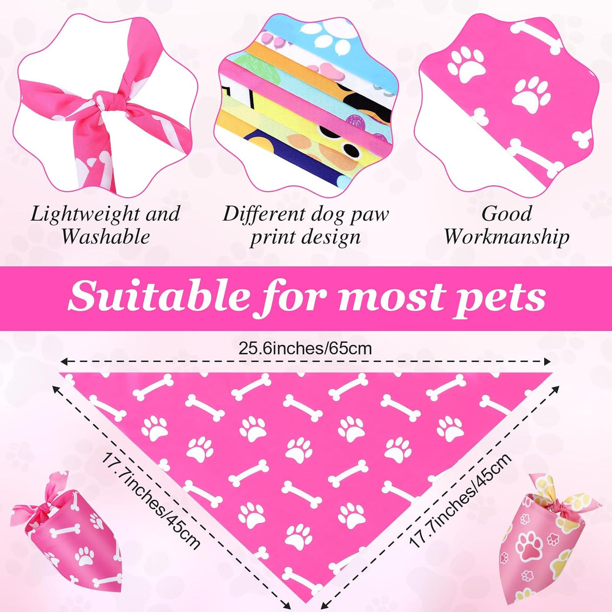 Abbylike 100 Pcs Fall Thanksgiving Dog Bandanas Bulk - Paw Print / 25.6 x 17.7 x 17.7 Inch - image 3