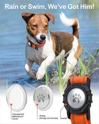 TagME Airtag Dog Collar,Waterproof Reflective Pet Collar with Airtag Holder,Soft Padded and Double D-Rings for Medium Dogs,Orange