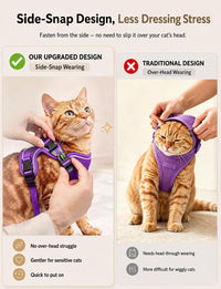 Cat Harness and Leash Set, Escape Proof Kitten Harness, Black - H600 Pro Purple / X-Small (4-6lb) - image 3
