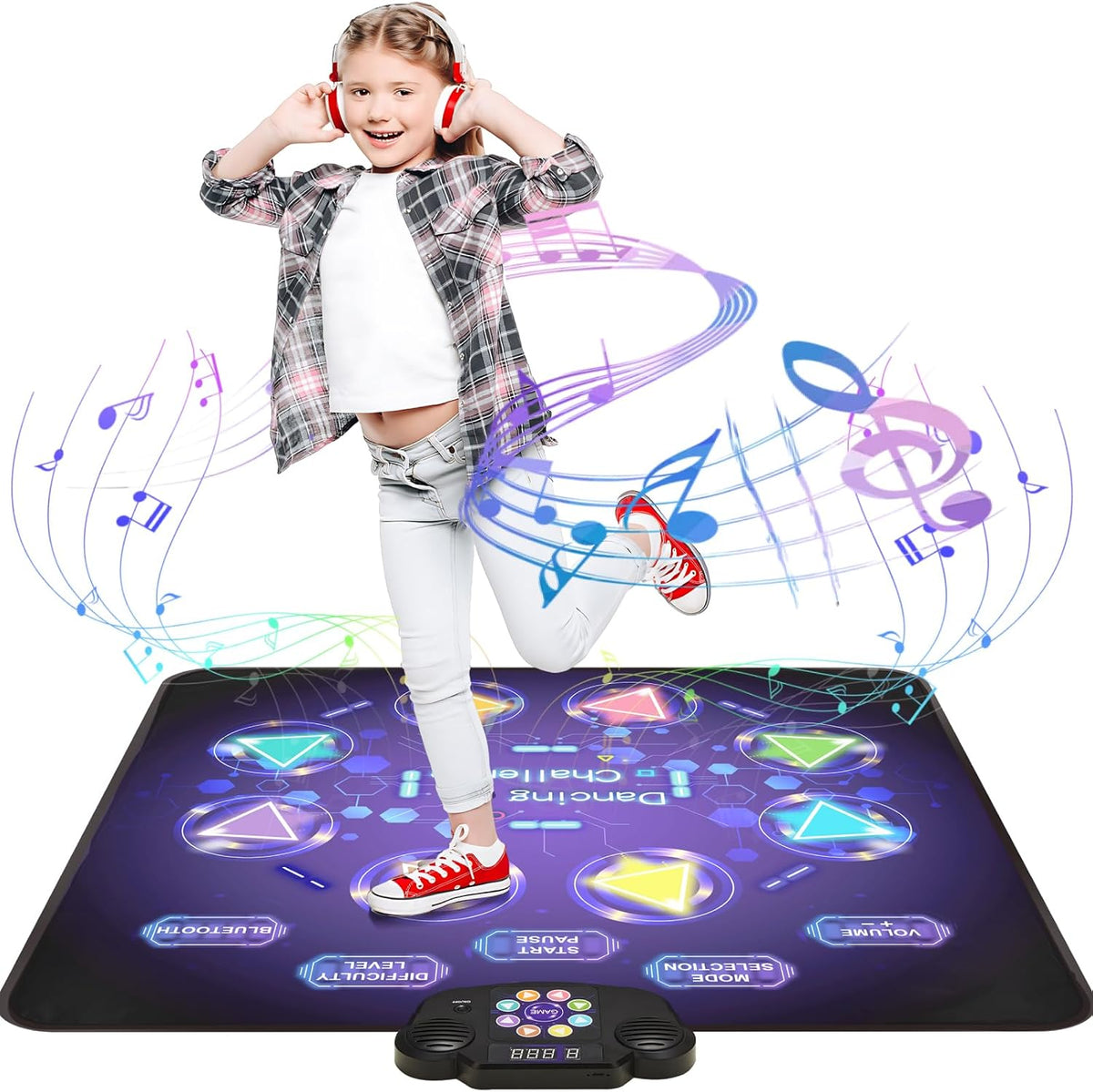 Gleamkid Dance Mat Toys for Kids: LED Light-Up 12-Button Electric - Rechargeable 8 Button