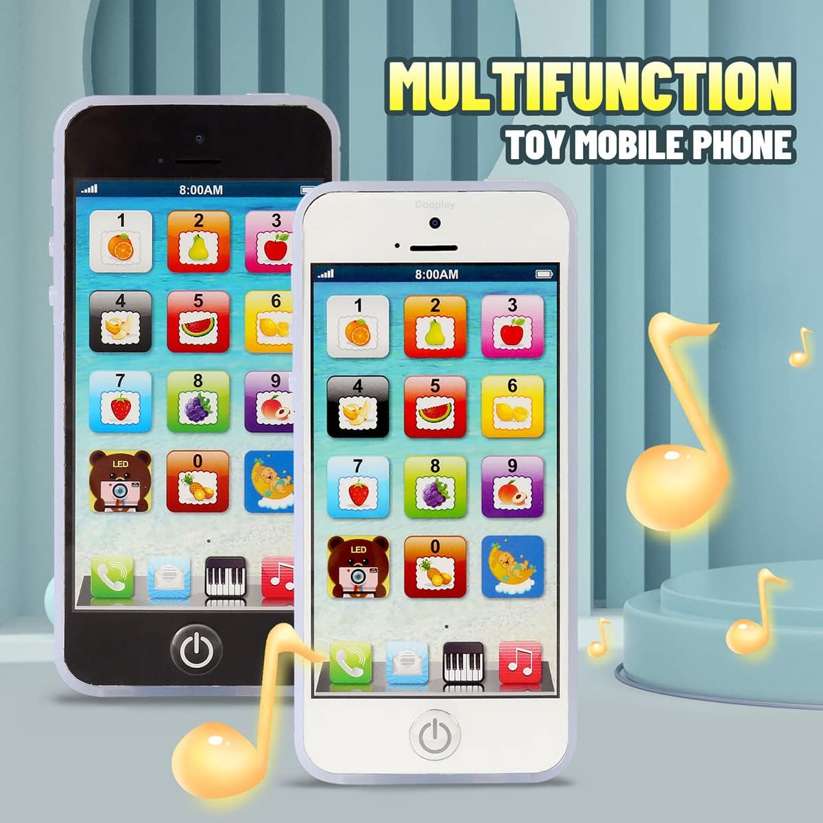 Sujosa Yphone black toy phone for toddlers with soft colored lights - view 3