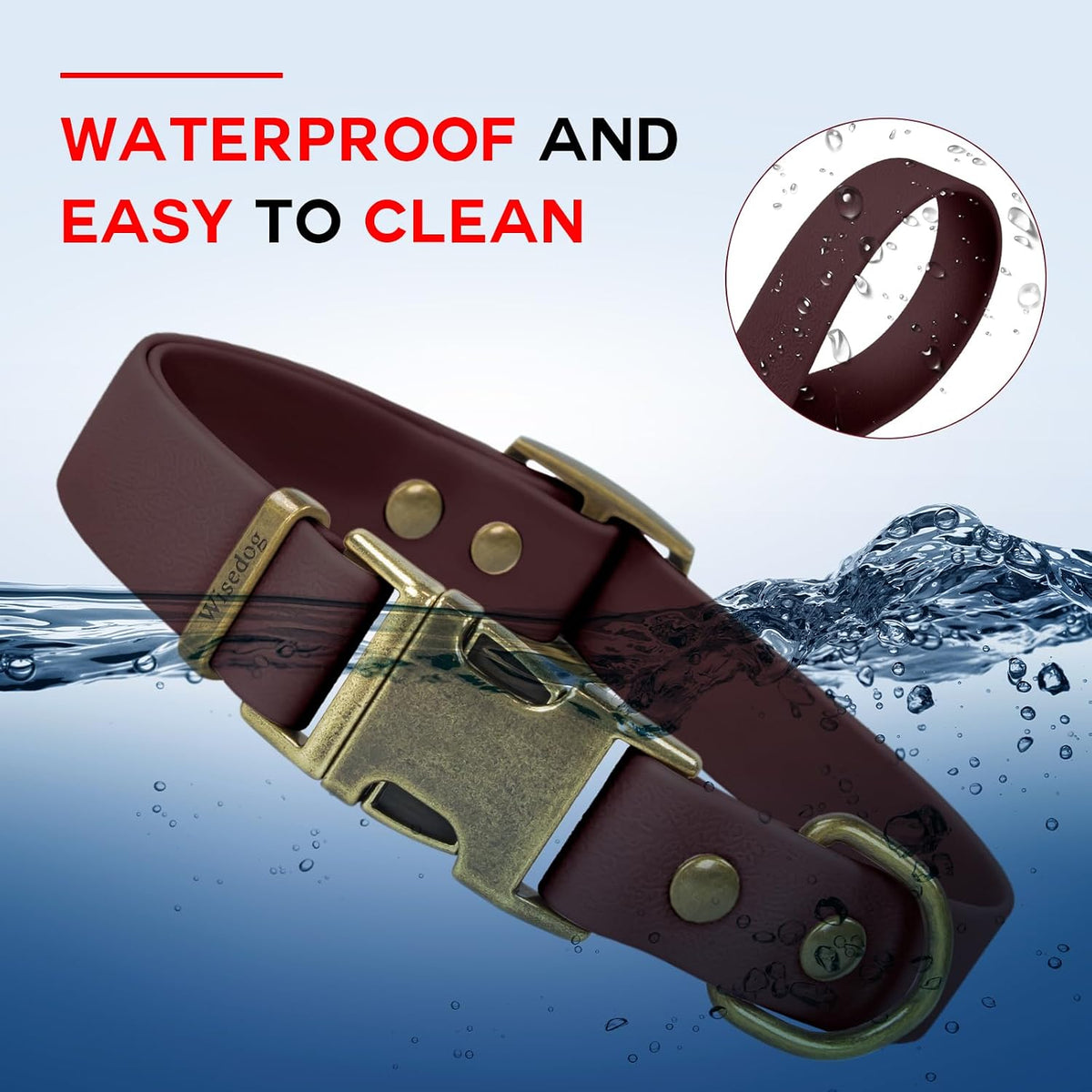 Wisedog Rubber Dog Collar with Quick Release, XS 8.5"-12" - Brown / M(Collar:12"-18") - image 3