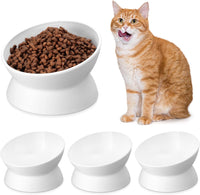 4 Pcs Elevated Cat Food Bowls Plastic Raised Cat Bowls Tilted Pet
