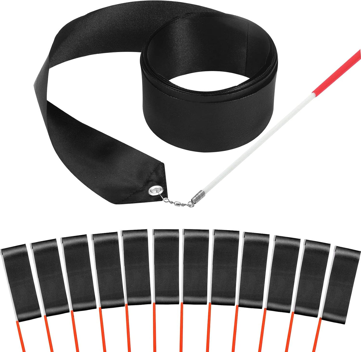 12PCS Red Dance Ribbons, Red Party Favors - Black 12PCS