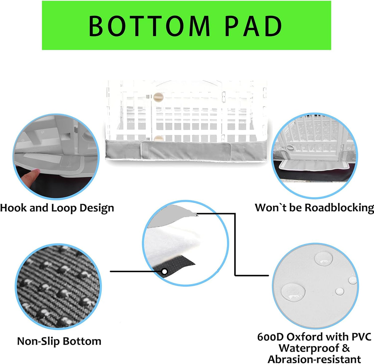 2 Pack Dog Playpen Cover and Bottom Pad Fits for 36 Inch 4 Panels Pet - PureGray - image 4