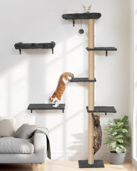 FUKUMARU Cat Wall Shelves Set - Grey
