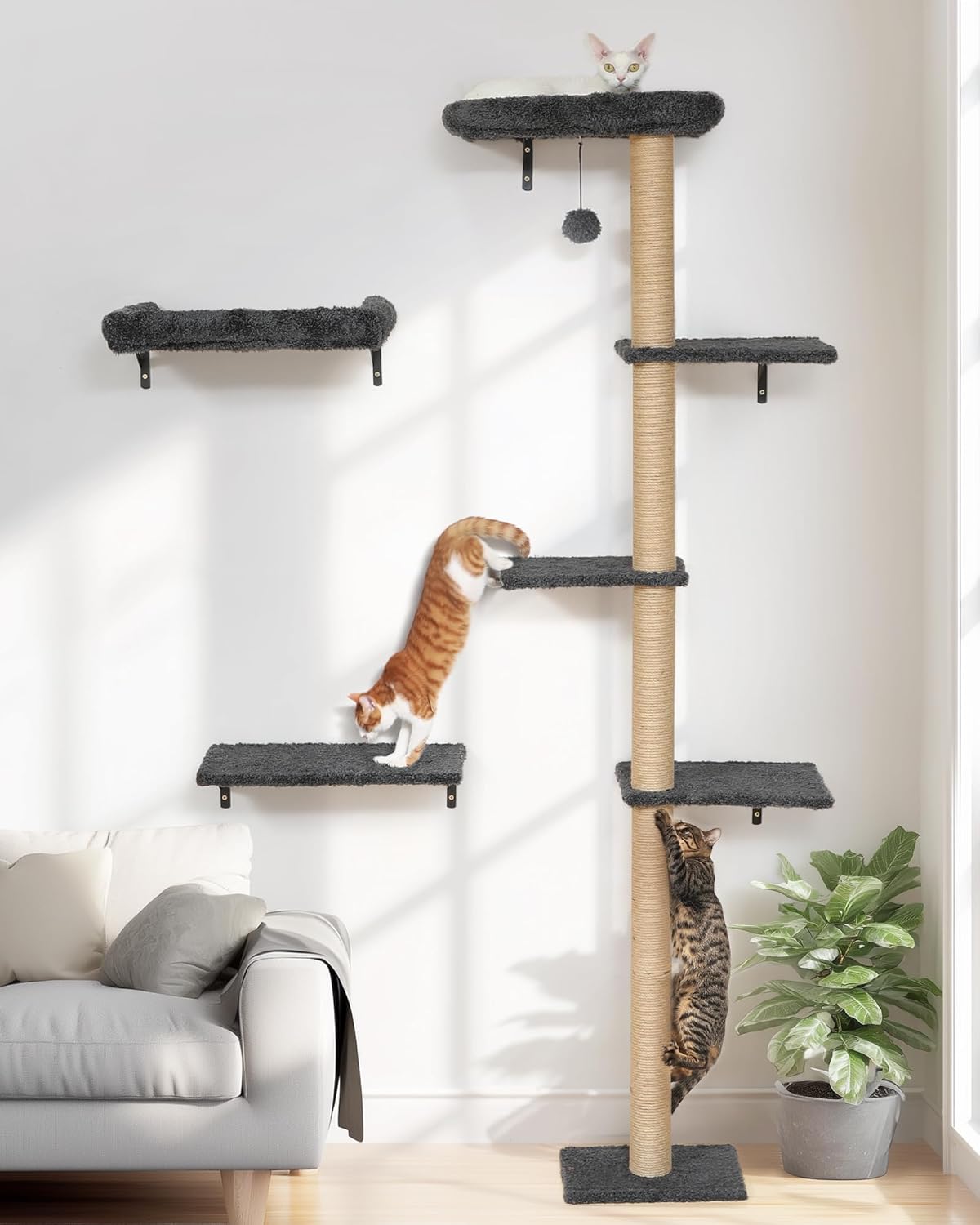 FUKUMARU Cat Wall Shelves Set - Grey
