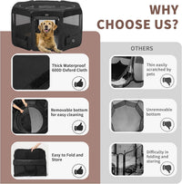 Dog Playpen Portable Pet Play Pens for Small Dog/Cat/Rabbit/Chicks - Black / 8 / Extra Large (55"x55"x30") - image 4