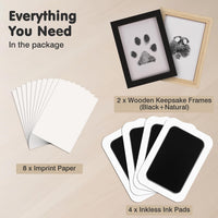 Inkless Paw Print Kit for Dogs, Cats & Babies - Black Pad,Black/Natural Wood Frame / 4-Pack,Large - image 3