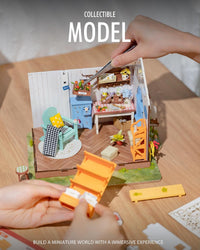 Rolife Greenhouse miniature house kit assembled with plants, wooden furniture and LED light - view 11
