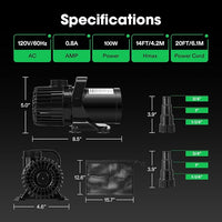 VIVOSUN 1600 GPH Submersible Water Pump with Barrier Bag, 100W Pond Pump, Ultra Quiet Aquarium Pump with 14FT. Lift Height for Pond, Waterfall, Fish Tank, Statuary, Hydroponic