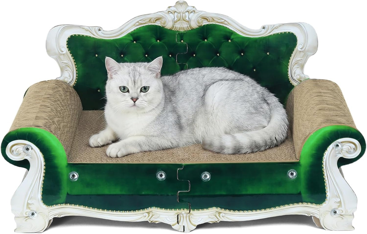 Luxury Cardboard Cat Scratcher Sofa Bed - Green Crown