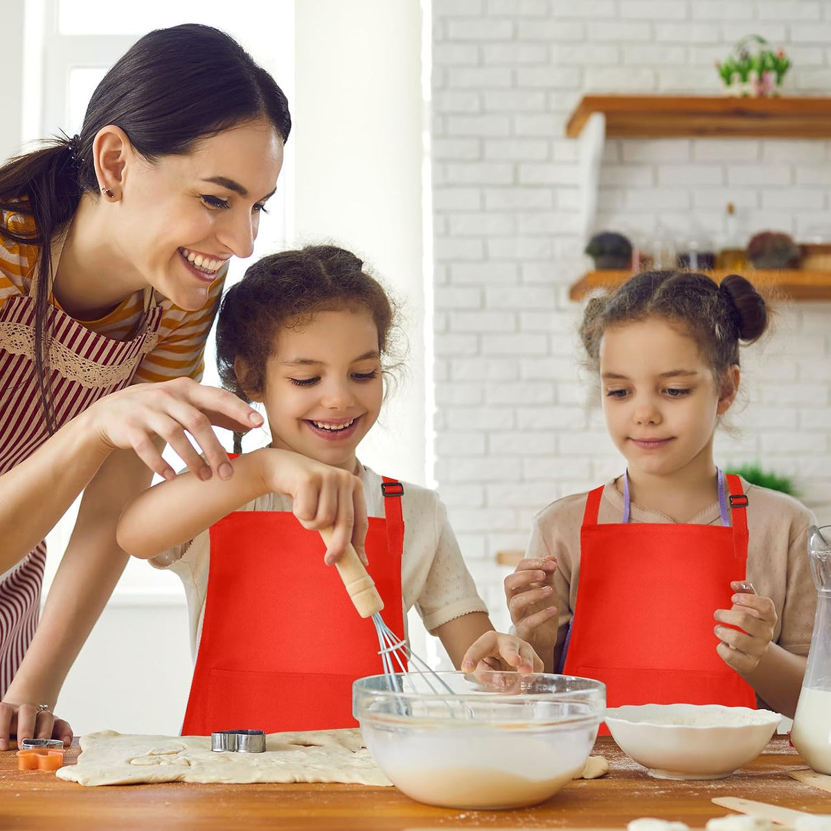 5 Pack Kids Apron Adjustable Children Apron with 2 Pockets Children - Red / 10 - image 4