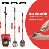 Pooper Scooper with Swivel Bin-Heavy-Duty Metal Rake & Spade, Portable Poop Scooper,Includes 100 Waste Bags, Easy to Clean, Perfect for Grass Dirt or Gravel,Ideal for Small Medium Large Dogs