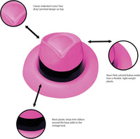 Super Z Outlet 12 Pack Neon Mafia Style Gangster Fedora Dress Hats - image 3